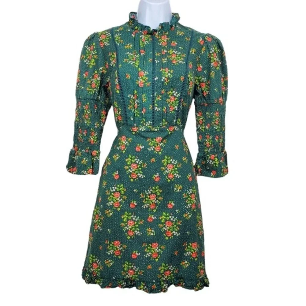 Urban Outfitters Womens Laura Ashley Maisy Puff Sleeve Floral Mini Dress Size S